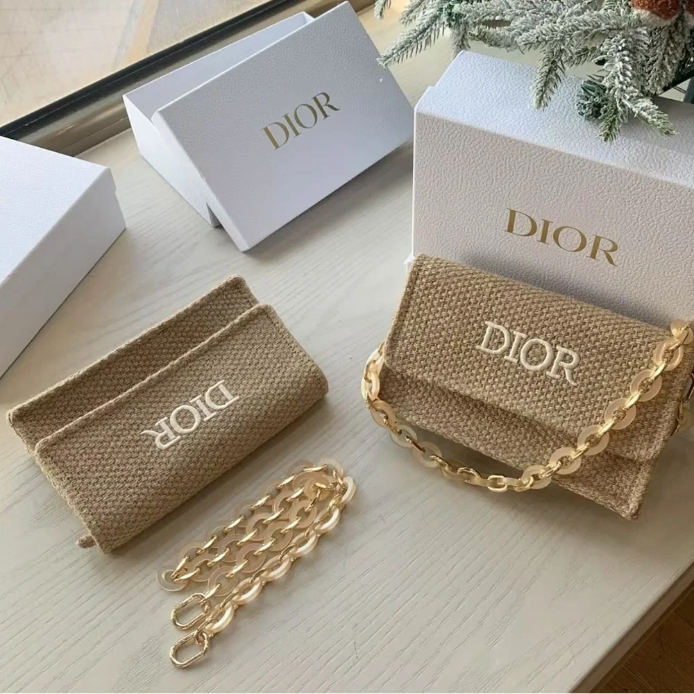 Dior Raffia Straw Bag Acrylic shoulder strap - Picture 11 of 13